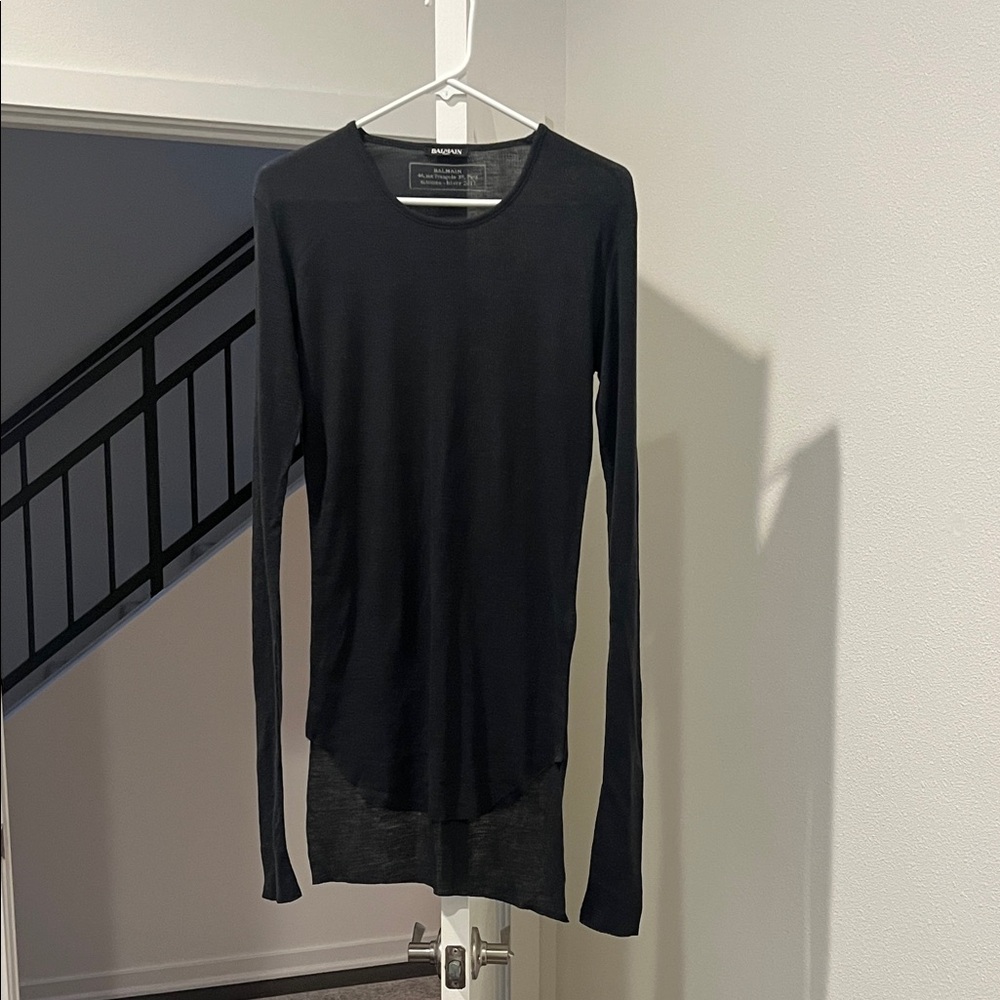 Balmain Ribbed Black Knit Top